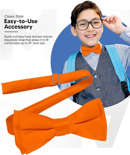 Vittorio Farina Boy's Pretied Solid Silky Satin Bow Tie - Orange - Boyswear - Vittorio Farina