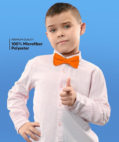 Vittorio Farina Boy's Pretied Solid Silky Satin Bow Tie - Orange - Boyswear - Vittorio Farina