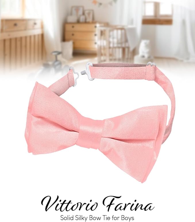 Vittorio Farina Boy's Pretied Solid Silky Satin Bow Tie - Pink - Boyswear - Vittorio Farina