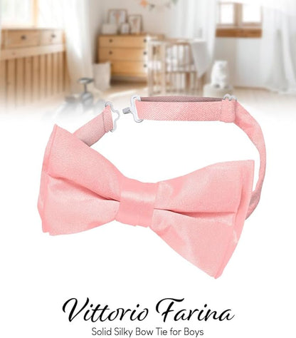 Vittorio Farina Boy's Pretied Solid Silky Satin Bow Tie - Pink - Boyswear - Vittorio Farina