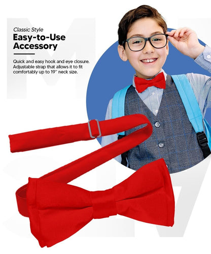 Vittorio Farina Boy's Pretied Solid Silky Satin Bow Tie - Red - Boyswear - Vittorio Farina