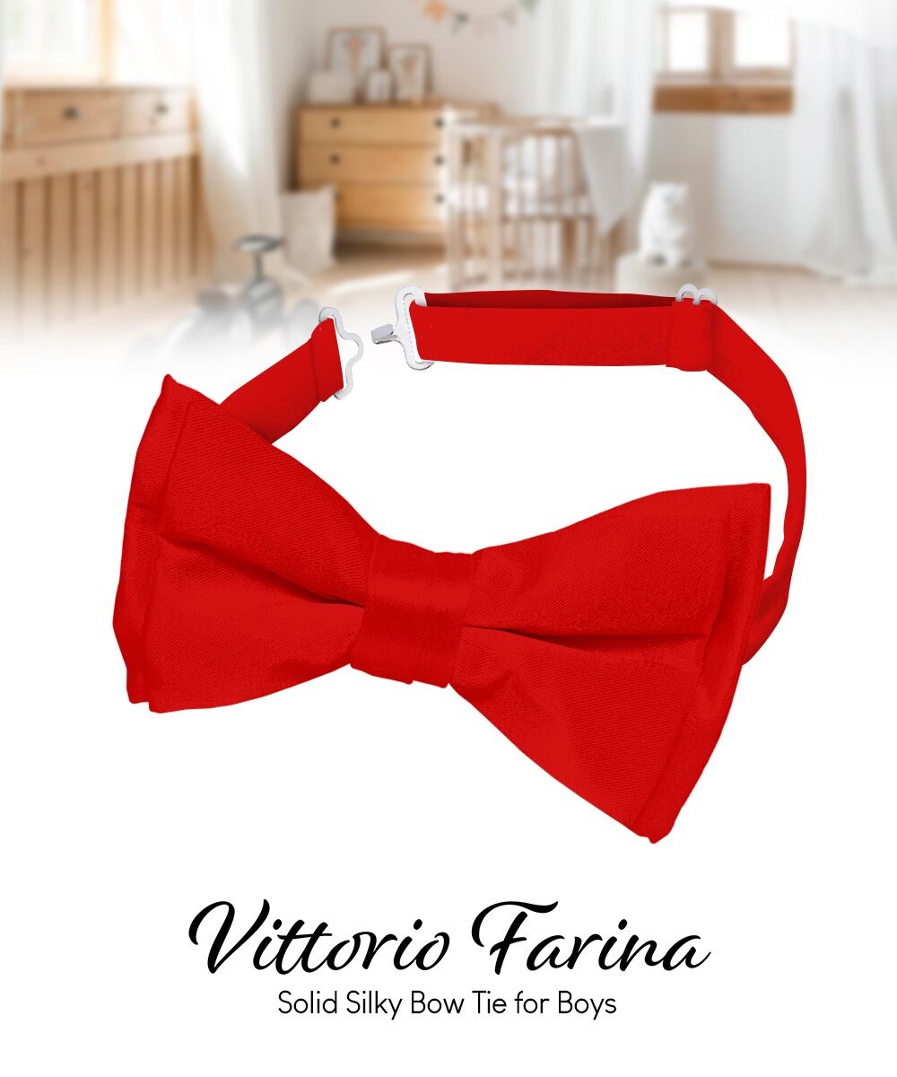 Vittorio Farina Boy's Pretied Solid Silky Satin Bow Tie - Red - Boyswear - Vittorio Farina