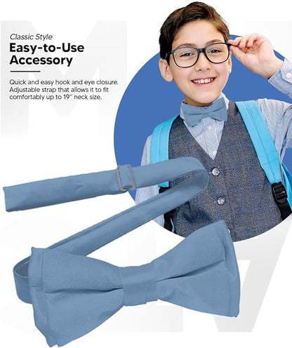 Vittorio Farina Boy's Pretied Solid Silky Satin Bow Tie - Sky Blue - Boyswear - Vittorio Farina