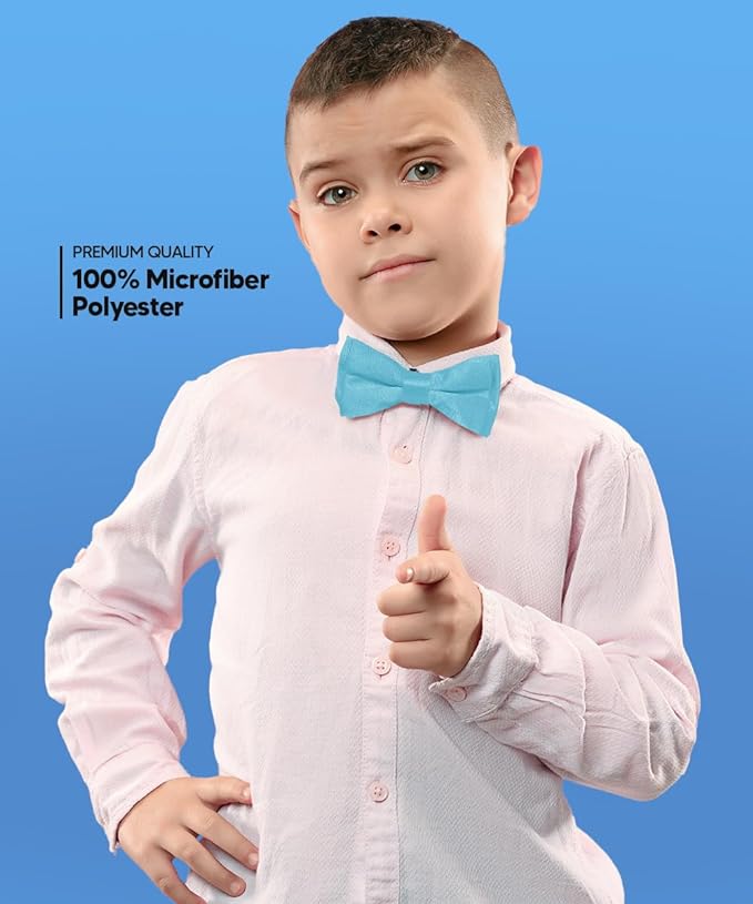 Vittorio Farina Boy's Pretied Solid Silky Satin Bow Tie - Turquoise - Boyswear - Vittorio Farina