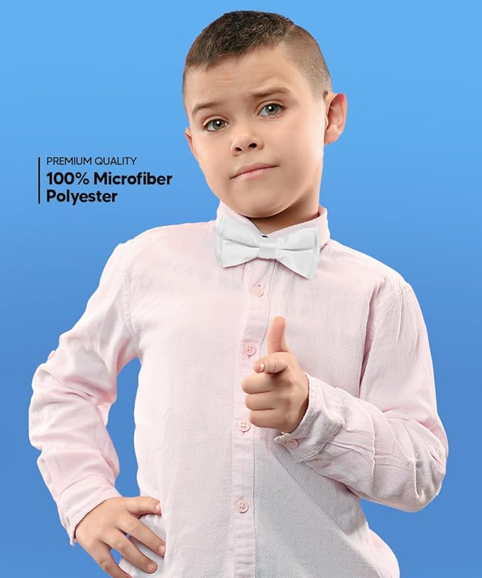 Vittorio Farina Boy's Pretied Solid Silky Satin Bow Tie - White - Boyswear - Vittorio Farina