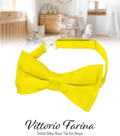 Vittorio Farina Boy's Pretied Solid Silky Satin Bow Tie - Yellow - Boyswear - Vittorio Farina