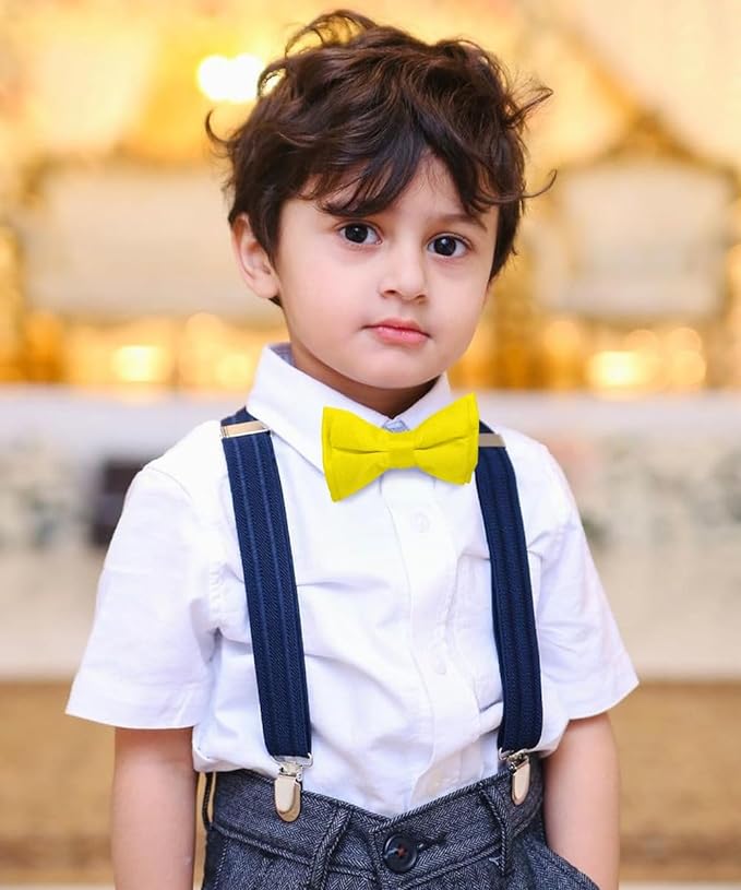 Vittorio Farina Boy's Pretied Solid Silky Satin Bow Tie - Yellow - Boyswear - Vittorio Farina