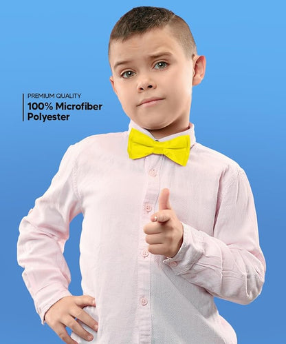 Vittorio Farina Boy's Pretied Solid Silky Satin Bow Tie - Yellow - Boyswear - Vittorio Farina