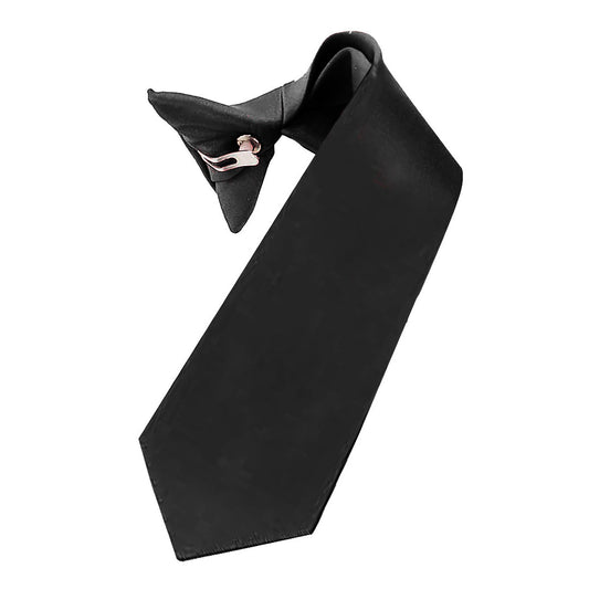Vittorio Farina Boy's Satin Clip Necktie - Black - Boyswear - Vittorio Farina