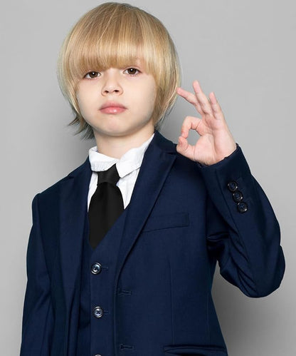 Vittorio Farina Boy's Satin Clip Necktie - Black - Boyswear - Vittorio Farina