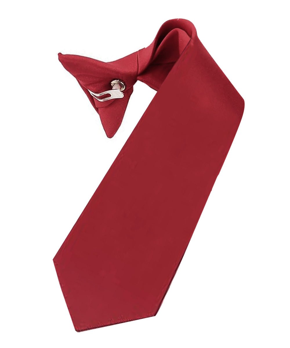 Vittorio Farina Boy's Satin Clip Necktie - Burgundy - Boyswear - Vittorio Farina