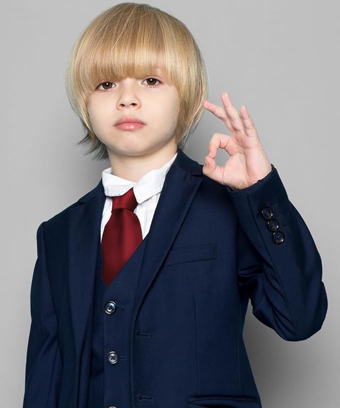 Vittorio Farina Boy's Satin Clip Necktie - Burgundy - Boyswear - Vittorio Farina