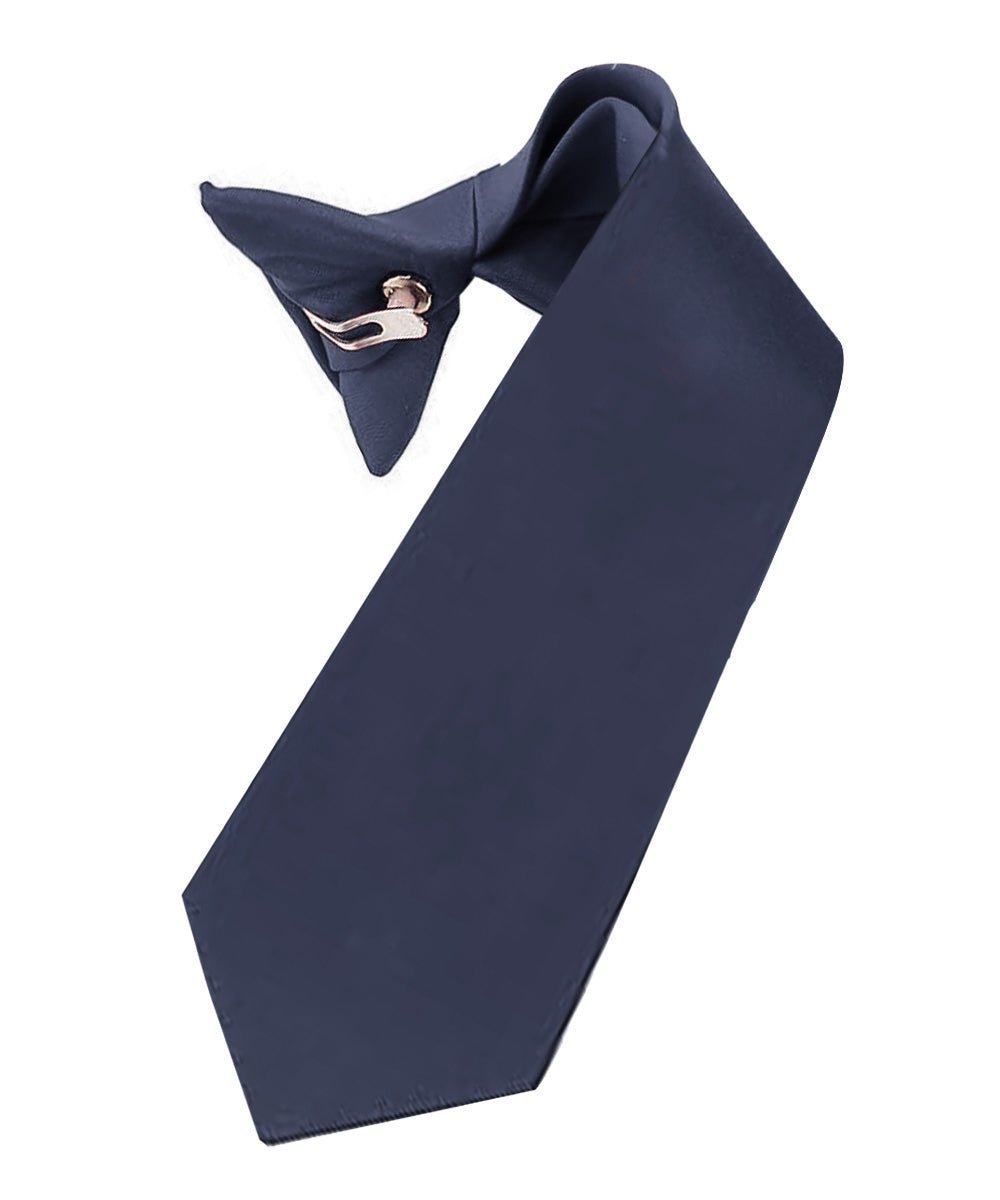 Vittorio Farina Boy's Satin Clip Necktie - Navy Blue - Boyswear - Vittorio Farina