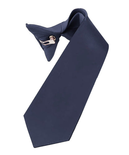 Vittorio Farina Boy's Satin Clip Necktie - Navy Blue - Boyswear - Vittorio Farina