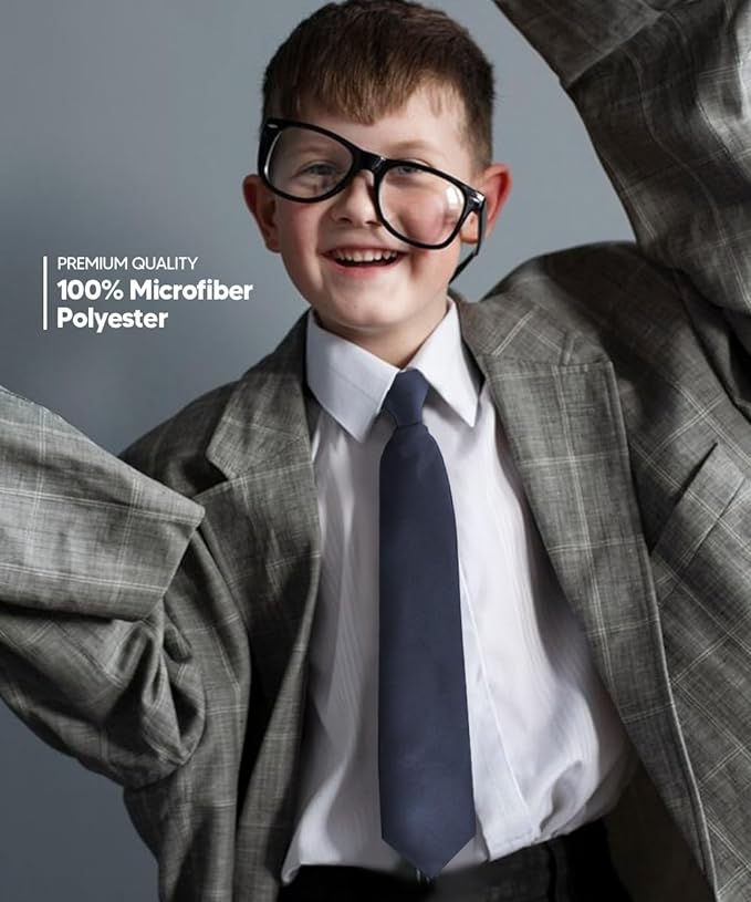 Vittorio Farina Boy's Satin Clip Necktie - Navy Blue - Boyswear - Vittorio Farina