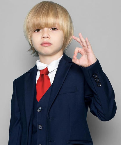Vittorio Farina Boy's Satin Clip Necktie - Red - Boyswear - Vittorio Farina
