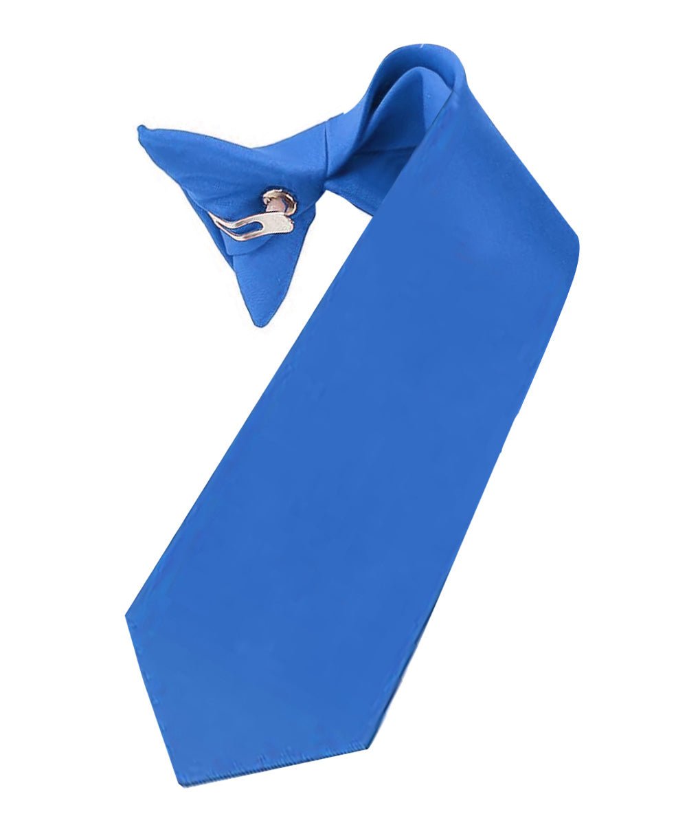 Vittorio Farina Boy's Satin Clip Necktie - Royal Blue - Boyswear - Vittorio Farina