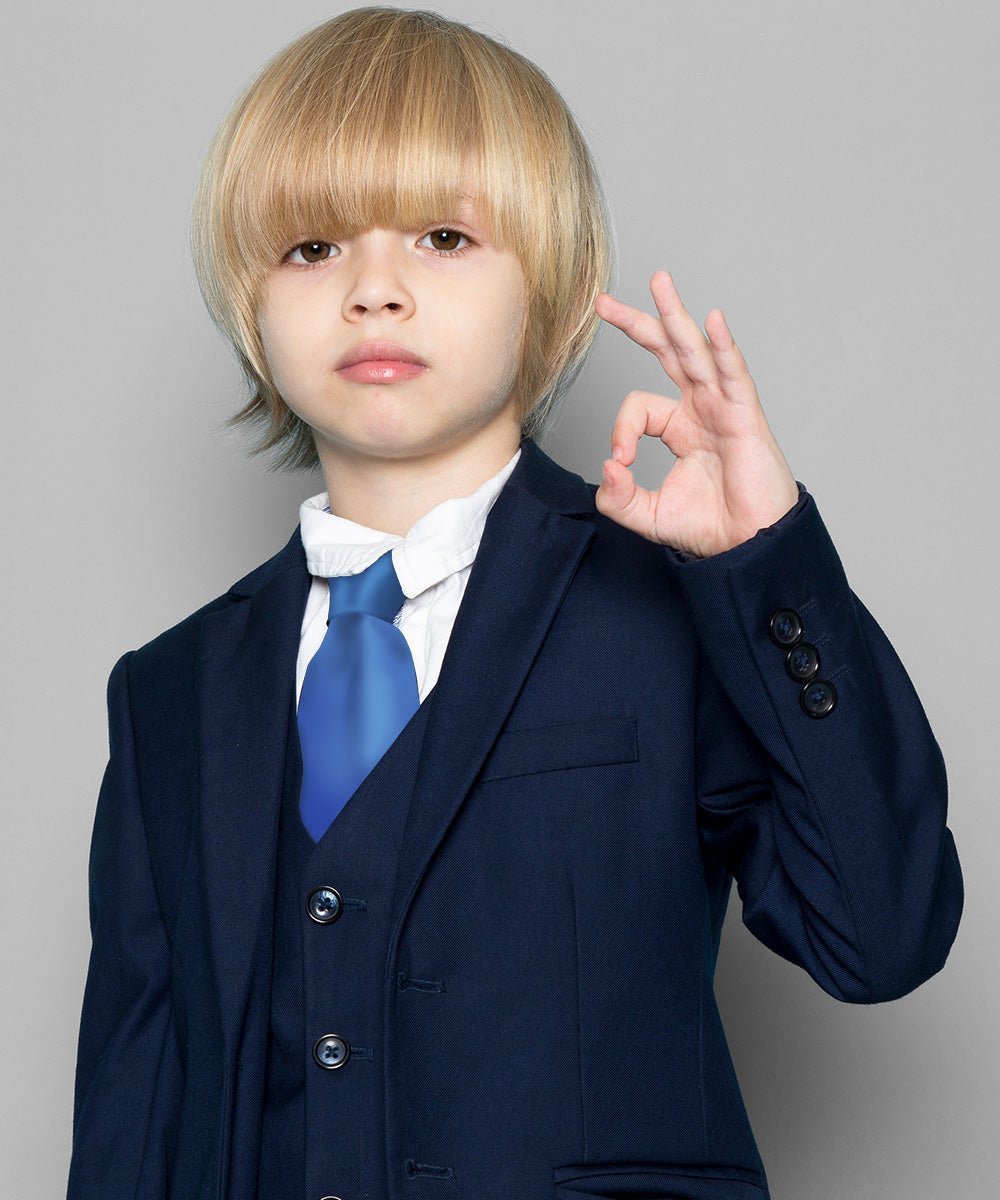 Vittorio Farina Boy's Satin Clip Necktie - Royal Blue - Boyswear - Vittorio Farina