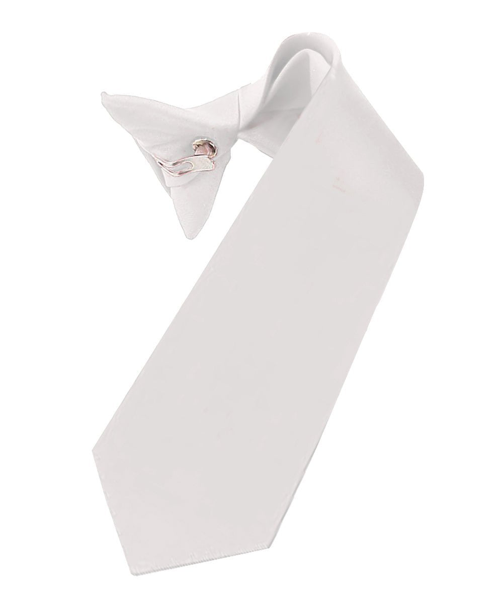 Vittorio Farina Boy's Satin Clip Necktie - White - Boyswear - Vittorio Farina