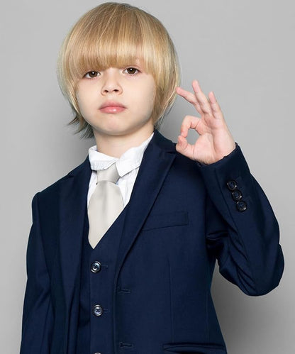 Vittorio Farina Boy's Satin Clip Necktie - White - Boyswear - Vittorio Farina