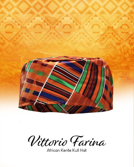 Vittorio Farina Kente Kufi Hat for Men and Women – African Kufi Hat Ideal for Cultural Attire, Outfit & Costume - Kente 1 - Hat - Vittorio Farina