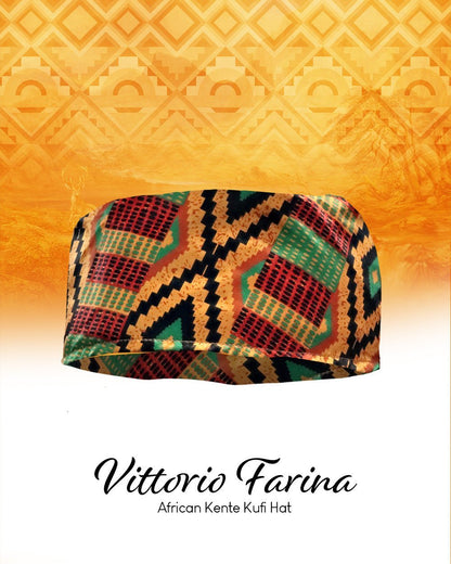 Vittorio Farina Kente Kufi Hat for Men and Women – African Kufi Hat Ideal for Cultural Attire, Outfit & Costume - Kente 2 - Hat - Vittorio Farina