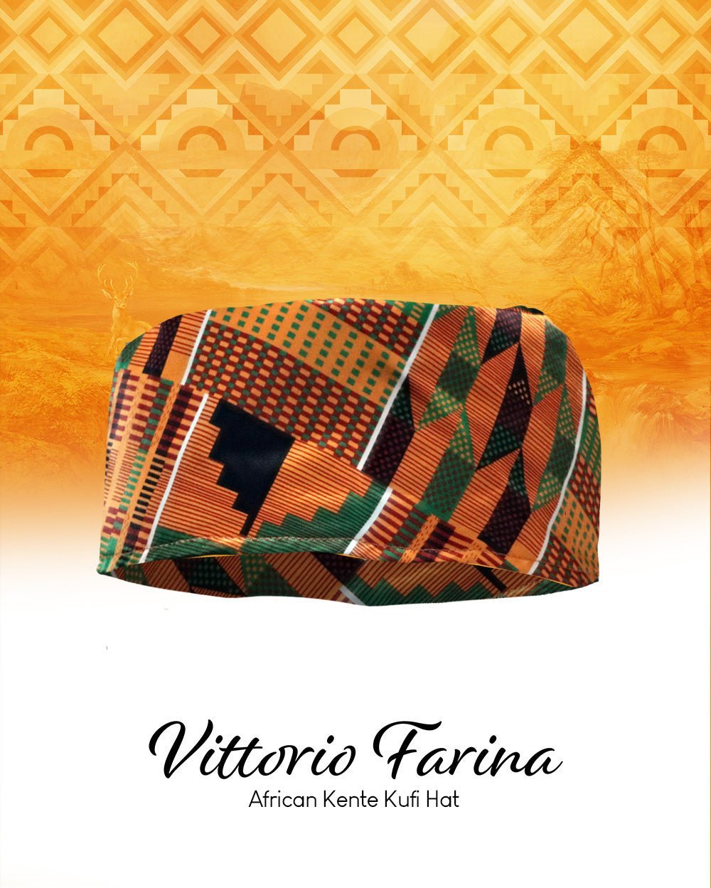 Vittorio Farina Kente Kufi Hat for Men and Women – African Kufi Hat Ideal for Cultural Attire, Outfit & Costume - Kente 3 - Hat - Vittorio Farina