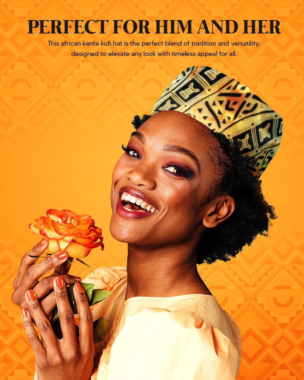 Vittorio Farina Kente Kufi Hat for Men and Women – African Kufi Hat Ideal for Cultural Attire, Outfit & Costume - Kente 1 - Hat - Vittorio Farina