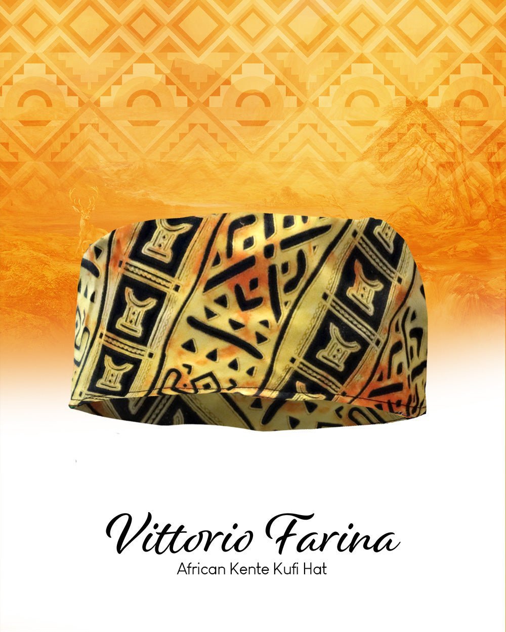Vittorio Farina Kente Kufi Hat for Men and Women – African Kufi Hat Ideal for Cultural Attire, Outfit & Costume - Kente 4 - Hat - Vittorio Farina
