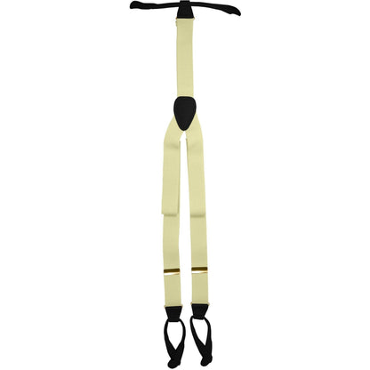 Vittorio Farina Men's Button End Suspender in Gift Box: 70% Polyester & 30% Elastomer - Ivory - Suspenders - Vittorio Farina