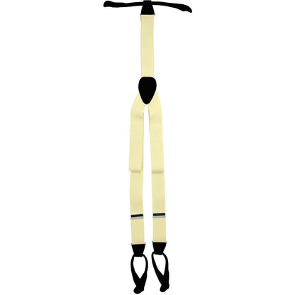 Vittorio Farina Men's Button End Suspender in Gift Box: 70% Polyester & 30% Elastomer - Ivory - Suspenders - Vittorio Farina