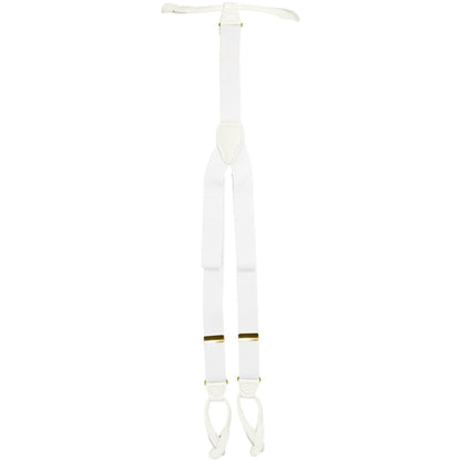 Vittorio Farina Men's Button End Suspender in Gift Box: 70% Polyester & 30% Elastomer - White - Suspenders - Vittorio Farina