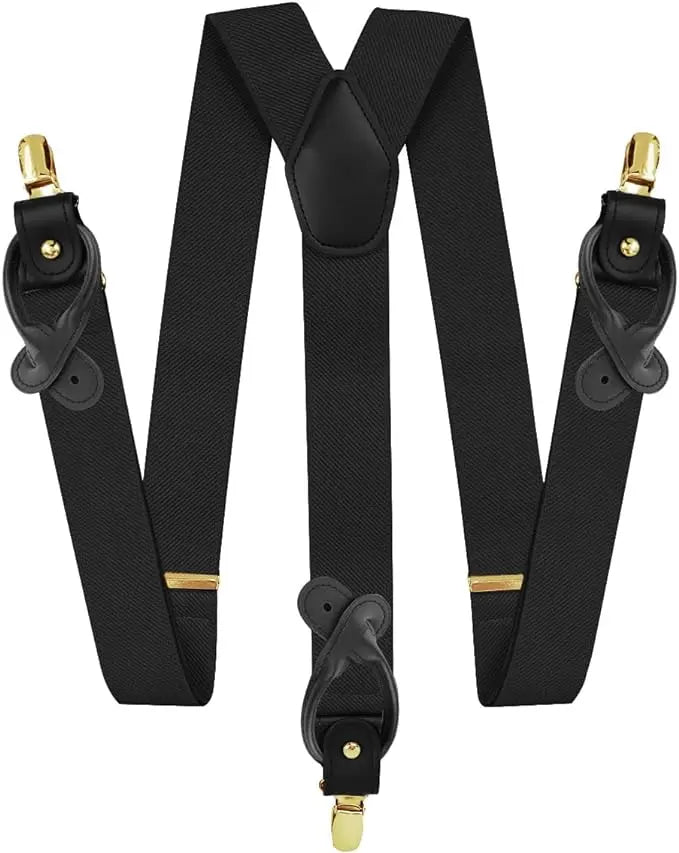 Vittorio Farina Men's Convertible Suspender in Gift Box: 70% Polyester & 30% Elastomer - Black - Suspenders - Vittorio Farina