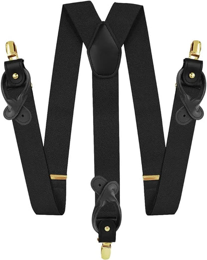 Vittorio Farina Men's Convertible Suspender in Gift Box: 70% Polyester & 30% Elastomer - Black - Suspenders - Vittorio Farina
