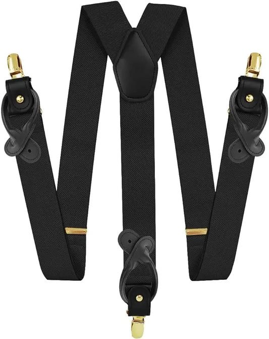 Vittorio Farina Men's Convertible Suspender in Gift Box: 70% Polyester & 30% Elastomer - Black - Suspenders - Vittorio Farina