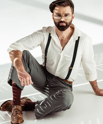 Vittorio Farina Men's Convertible Suspender in Gift Box: 70% Polyester & 30% Elastomer - Black - Suspenders - Vittorio Farina