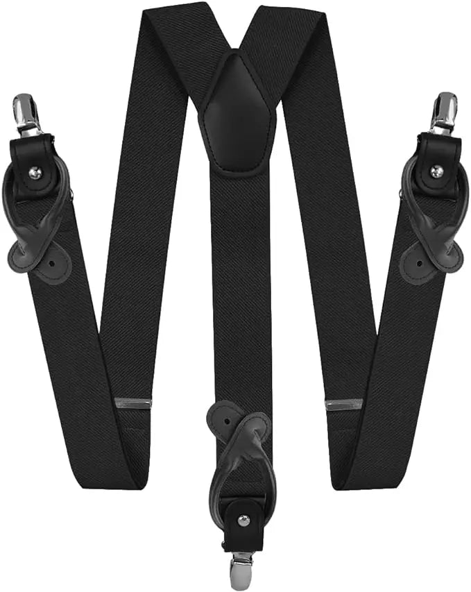 Vittorio Farina Men's Convertible Suspender in Gift Box: 70% Polyester & 30% Elastomer - Black - Suspenders - Vittorio Farina