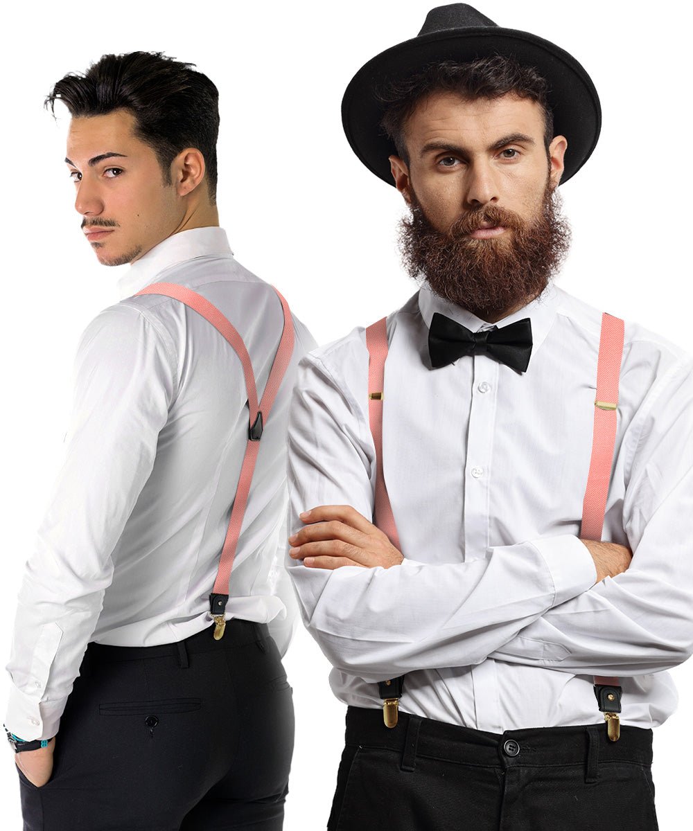 Vittorio Farina Men's Convertible Suspender in Gift Box: 70% Polyester & 30% Elastomer - Blush - Suspenders - Vittorio Farina