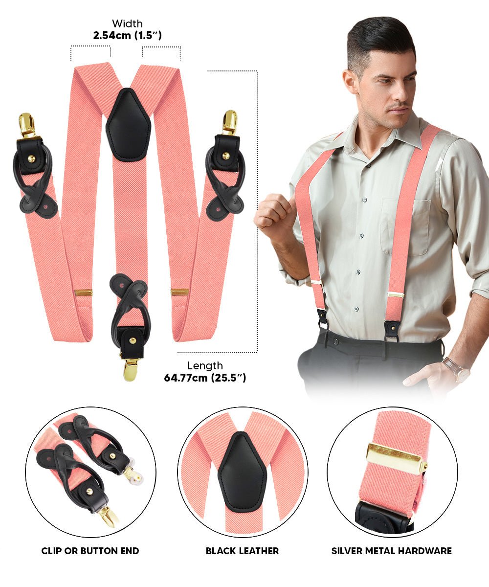 Vittorio Farina Men's Convertible Suspender in Gift Box: 70% Polyester & 30% Elastomer - Blush - Suspenders - Vittorio Farina