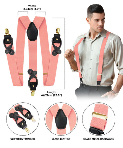 Vittorio Farina Men's Convertible Suspender in Gift Box: 70% Polyester & 30% Elastomer - Blush - Suspenders - Vittorio Farina