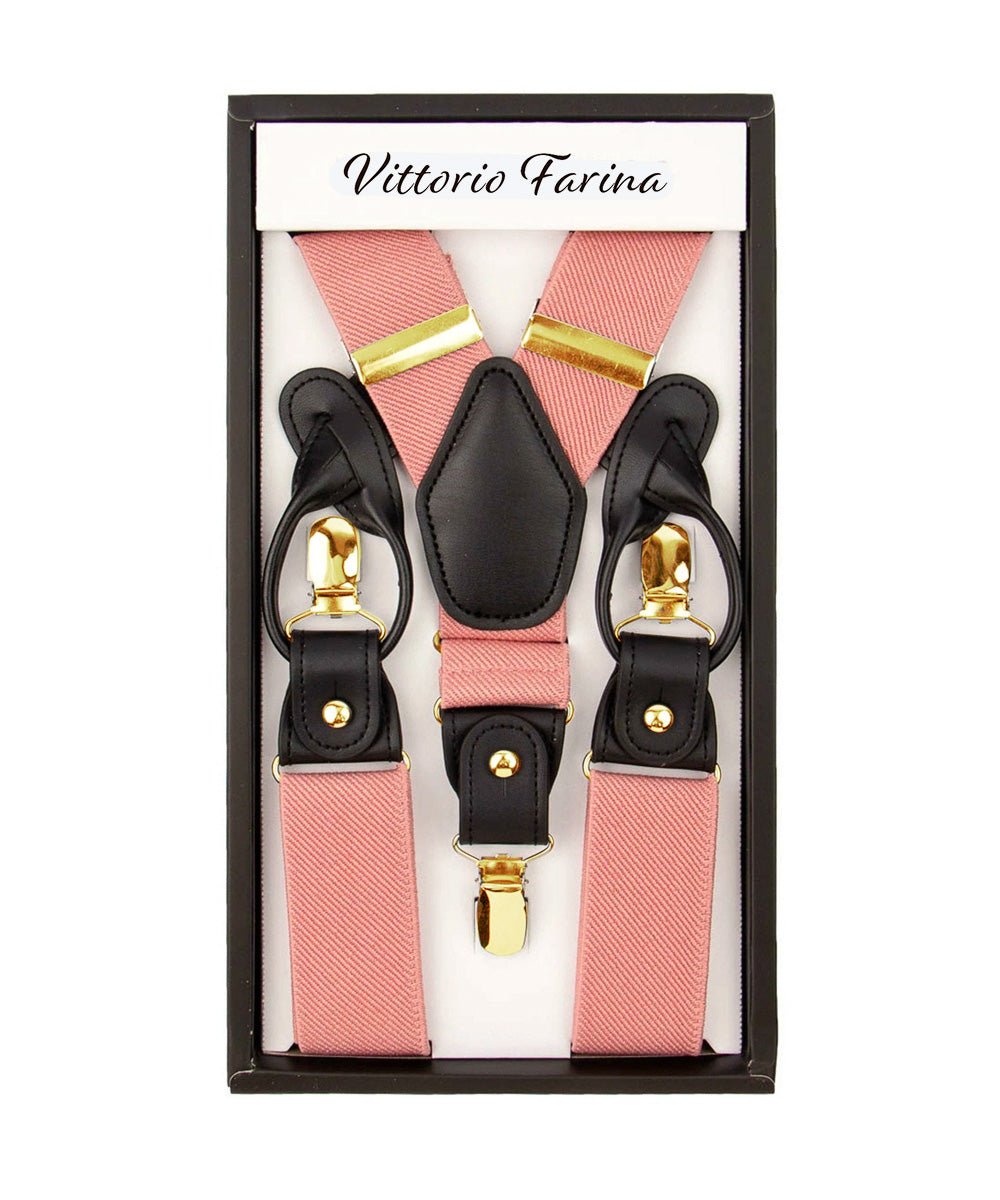 Vittorio Farina Men's Convertible Suspender in Gift Box: 70% Polyester & 30% Elastomer - Blush - Suspenders - Vittorio Farina