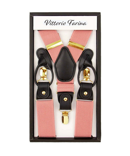 Vittorio Farina Men's Convertible Suspender in Gift Box: 70% Polyester & 30% Elastomer - Blush - Suspenders - Vittorio Farina