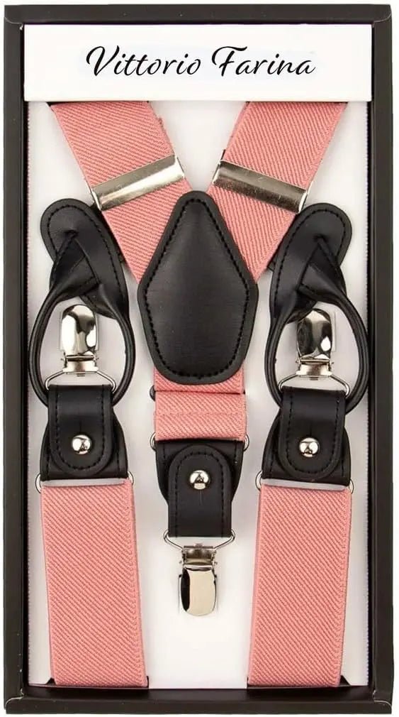 Vittorio Farina Men's Convertible Suspender in Gift Box: 70% Polyester & 30% Elastomer - Blush - Suspenders - Vittorio Farina