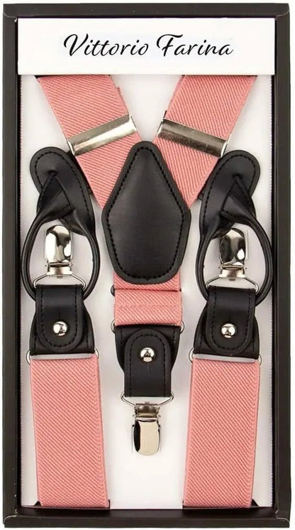 Vittorio Farina Men's Convertible Suspender in Gift Box: 70% Polyester & 30% Elastomer - Blush - Suspenders - Vittorio Farina