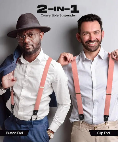 Vittorio Farina Men's Convertible Suspender in Gift Box: 70% Polyester & 30% Elastomer - Blush - Suspenders - Vittorio Farina