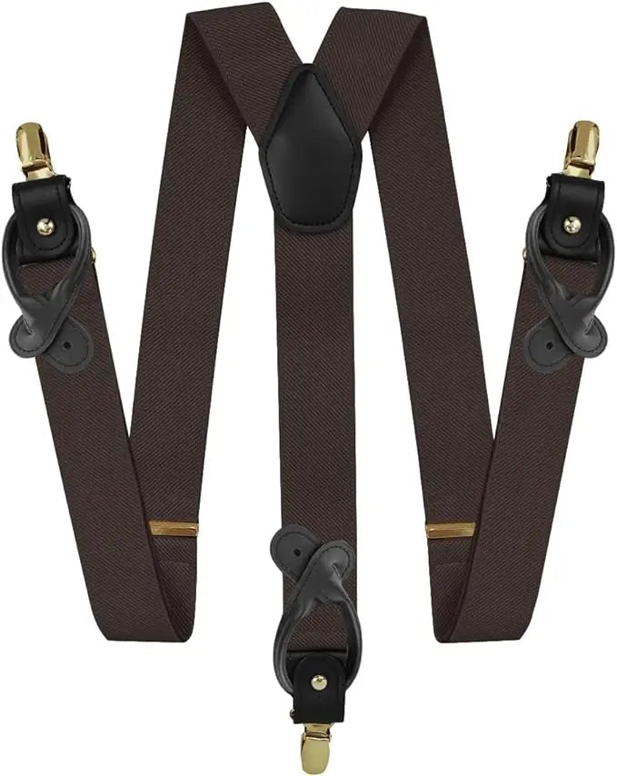 Vittorio Farina Men's Convertible Suspender in Gift Box: 70% Polyester & 30% Elastomer - Brown - Suspenders - Vittorio Farina
