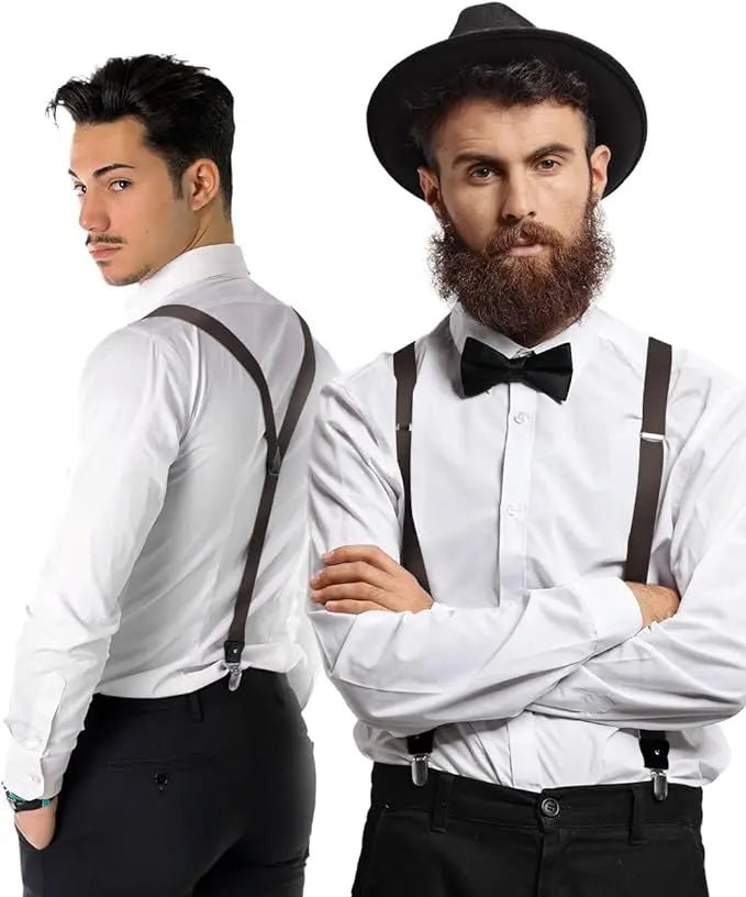 Vittorio Farina Men's Convertible Suspender in Gift Box: 70% Polyester & 30% Elastomer - Brown - Suspenders - Vittorio Farina