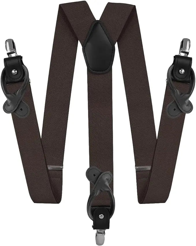 Vittorio Farina Men's Convertible Suspender in Gift Box: 70% Polyester & 30% Elastomer - Brown - Suspenders - Vittorio Farina