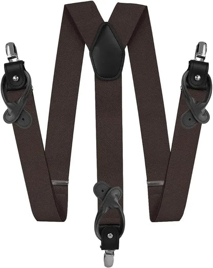 Vittorio Farina Men's Convertible Suspender in Gift Box: 70% Polyester & 30% Elastomer - Brown - Suspenders - Vittorio Farina