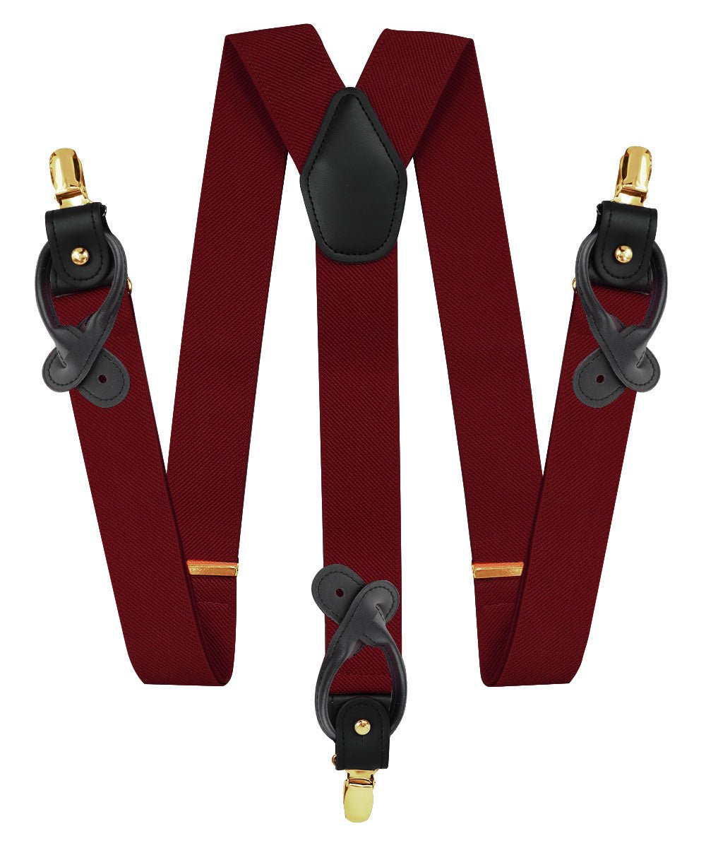 Vittorio Farina Men's Convertible Suspender in Gift Box: 70% Polyester & 30% Elastomer - Burgundy - Suspenders - Vittorio Farina